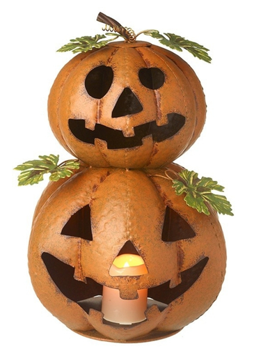 The Metal Two Stack Pumpkin Halloween Decor from Heaven Sends features two pumpkins arranged in a stacked design to create a distinctive seasonal display. Made from metal, the decoration adds height and character while bringing a recognisable pumpkin motif into the home. A simple way to introduce Halloween-inspired detail to shelves, tables or other decorative areas.